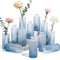 ComSaf Glass Bud Vases Set of 12, Small Diamond Bud Vases in Bulk, Mini Flowers Vases for Centerpieces, Vintage Decor Centerpiece for Table, Wedding Recepetion, Home, Gift (Gradient Grey Blue)