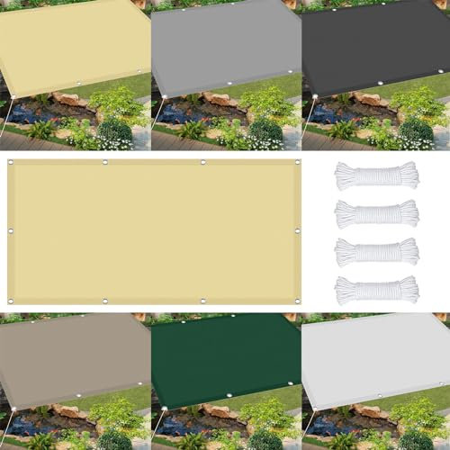 Tenda a Vela Ombreggiante Quadrata 0.5 x 5 m Impermeabile Tenda da Sole Parasole Anti UV Antivento con Occhielli con Fune per Esterno Terrazza Giardino Piscina, Giallo sabbia