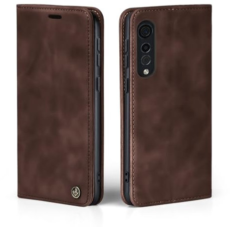 LBH Mobile Phone Case for LG Velvet 5G in Dark Brown with Card and Money Compartment Smartphone Case with Stand Function Flip Case Protective Cover Magnetic Closure Vintage