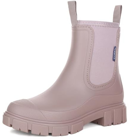 Yenxapei Stivali Pioggia Donna, Stivali Gomma Donna, Impermeabili Stivaletti Elastico Chelsea Outdoor Ankle Boot