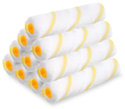 Gjinxi Micro-Fiber Paint Roller 6inch, 10Pack, Mini Home Wall Paint Roller Kit Painting Supplies, Small Roller Nap, Painting Tools, Professional Roller and Paint Brushes, Interior Paint Brushes Covers