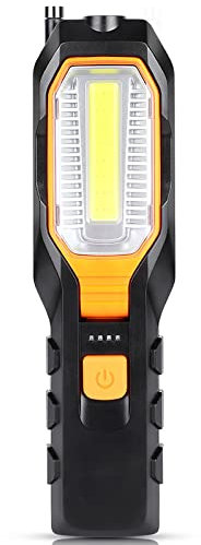LED Inspektionslampe, USB Wiederaufladbare COB Arbeitsleuchte, Tragbare Handheld Taschenlampe mit 2800mAh Akku, 90° Drehung Camping Licht mit Magnet & Haken für Automechaniker, Werkstatt