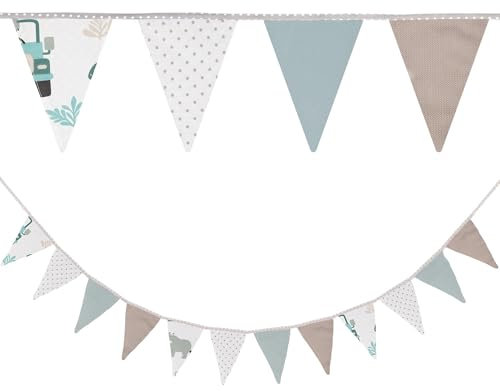 Wimpelkette Kinderzimmer Wimpel Girlande Outdoor Geburtstag Wimpelkette Stoff Deko Wetterfest 350 cm 12 Dreiecke (15 cm x 22 cm) Afrika