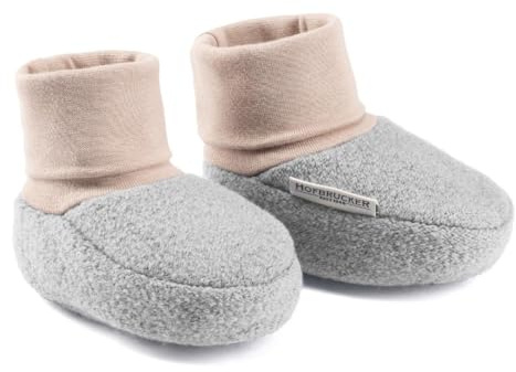 Hofbrucker Wollwalk Baby Schuh aus 100% Merinowolle, Ideal für die Babytrage, Anti-Rutsch Krabbel Babyschuh (grau melange, EU Schuhgrößensystem, Baby, Numerisch (von/bis), M, 16, 17)