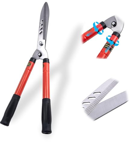 QZHDX Heckenschere, robuste Gartenheckenschere mit ausziehbarem Griff, ausziehbar auf 29,7 Zoll, große manuelle Heckenschere zum Beschneiden von Sträuchern, Buchsbäumen, Buschscheren, Gartengeräte