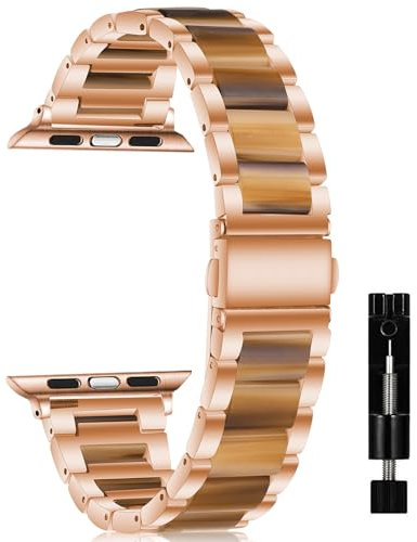 CeiBand Cinturini per Apple Watch 42mm/44mm/45mm/46mm/49mm, Resina Cinturino in Metallo per iWatch Ultra/Series 11/10 9 8 7 6 SE 5 4 3 2 1 - Marrone