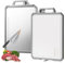 Gemsaya Double-Sided Chopping Board, 304 Stainless Steel Cutting Board with Handle, Knife Sharpener, Juice Groove, Scale Ruler, Metal Chopping Boards for Kitchen Meat Fruit Vegetable, 44x30cm
