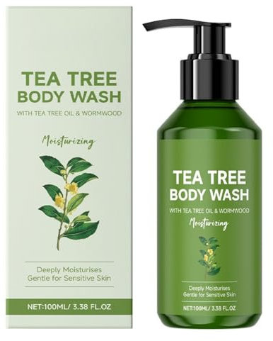 Tea Tree Body Wash, Tea Tree Shower Gel for Body, Shower Foam for Deep Cleaning & Odor, Moisturising Body Wash for Back Acne, Long-Lasting Fragrance, Skincare for All Skin Types, 100ml