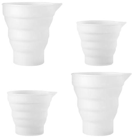 Lotsdonxia 4Pcs Foldable Liquid Dosing Cup, Precise 50ml & 100ml for Laundry Detergent, Paints & Labs, Space-Saving Collapsible Washing Machine Safe