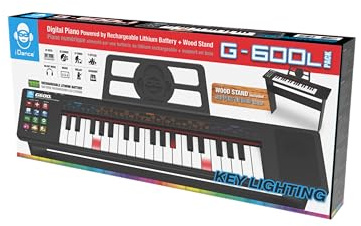 Cefa Toys iDance Teclado Piano Luminoso 37 Teclas con Patas de Madera– Modo Aprendizaje, Efecto Sostenido, Modo DJ, Batería Recargable, Entrada Auriculares y Karaoke