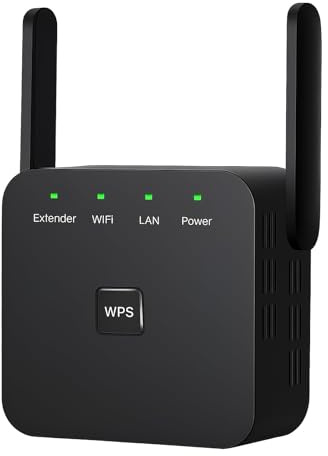 WiFi Extender Booster with Ethernet Port,300Mbps 2 Antennas Extender Dual-Band Range Repeater Supports 50 Devices for Large Homes up to 3800 Sq.ft Plug-In Internet Wireless Signal Booster Black