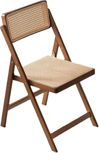 Rattan-Klappstuhl, Strandkörbe,Camping-Stühle,Holzstuhl Mit Verstellbarer Rückenlehne, Stapelbarer Freizeitstuhl, Bequeme Stühle Für Schlafzimmer, Lesezimmer, Esszimmer,150 Kg Belastbarkeit A