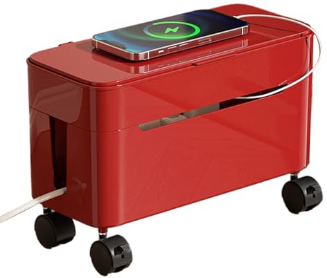 Generico Organisateur De Câbles - Stockage De Fils Avec Roues | Organisateur De Câbles Charge De Table - Pour La Maison Bureau Salon Chambre De Bureau Ordinateur Support TV Configuration Gaming, rouge