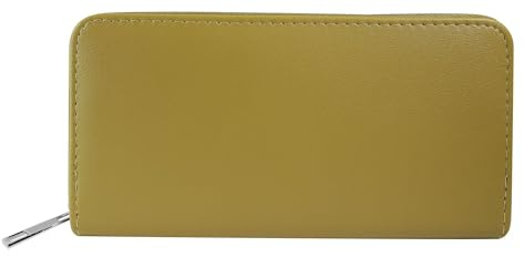 Cham Cham Geldbörse für Damen aus Kunstleder in Grün, Geldbeutel mit Reißverschluss in 10 x 19 x 2,8 cm