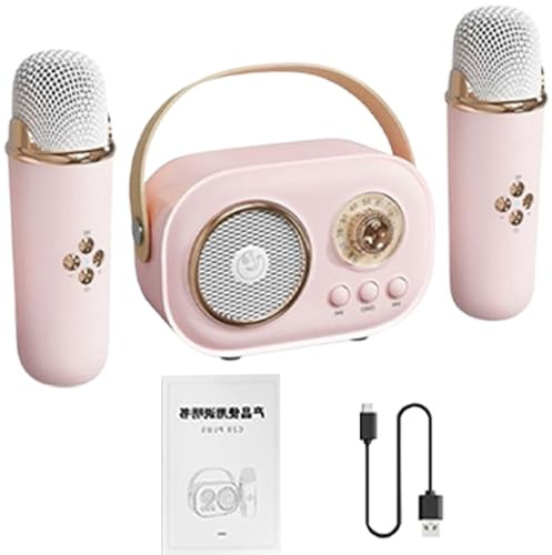 Wireless with Speaker, Wireless Karaoke Speaker Kit, Adult Wireless Karaoke Microphones - Portable Microphones for Festivals for Adult Home Entertainment