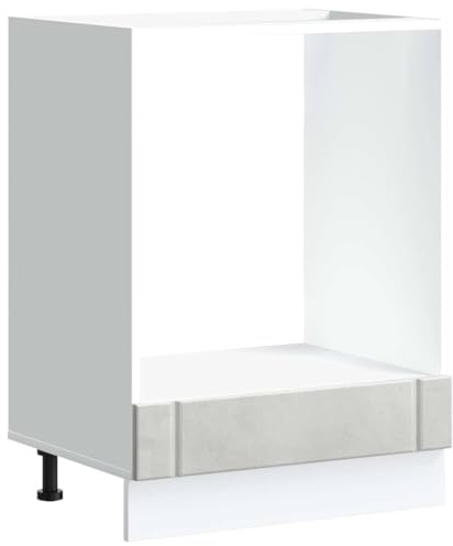 ULUYYUC Lucca Armoire à four en bois avec pieds réglables Gris béton 60 x 46 x 81,5 cm Meuble de cuisine peu encombrant pour cuisine encastrée Mini cuisine simple