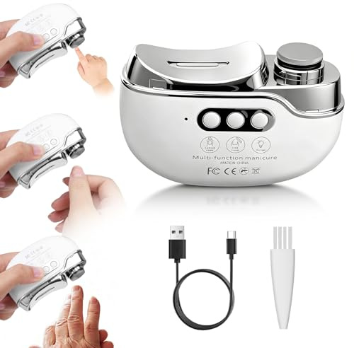 Electric Nail Clippers, 2026 3-in-1 Automatic Nail Trimmer & Polisher with LED Light, Quiet Safe Electric Nails File for Children, Seniors, Adults, Type-C Rechargeable, for Fingernails Only