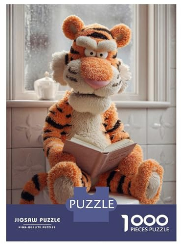 1000 Teile Puzzle Für Erwachsene, Tigger Reading A Book on Toilet, Entspannende Freizeitbeschäftigung, Winterliche Freizeitaktivität, Premium Kartonqualität, 38x26cm/1000pcs