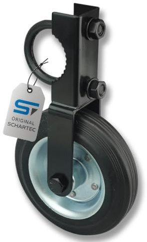 SCHARTEC® Torrolle für Metallrohr Tore Gummirad 150 mm Schwerlast Gartentor Gummi Stützrad Tor Torrad Drehtor Flügeltor Bauzaun Rolle