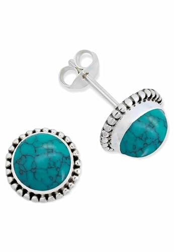 925 Sterling Silber Ohrstecker Damen | echtes Silber, verschiedene echte Steine zur Auswahl, handarbeit aus Indien, im Geschenkbeutel
