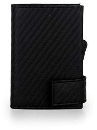 SecWal Kartenetui mit Münzfach Druckknopf (Schwarz Carbon)