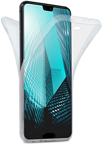 moex Double Case für Huawei P20 Lite Hülle Silikon Transparent, 360 Grad Full Body Rundum-Schutz, Komplett Schutzhülle beidseitig, Handyhülle vorne und hinten - Klar