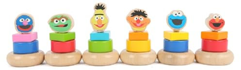 small foot 10971 Sesamstrasse Schraubfiguren aus Holz im Display, 100% FSC-Zertifiziert, Bunte Bauklötze zum Schrauben Spielzeug, Mehrfarbig