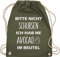 Shirtracer Turnbeutel Rucksack - Festival Zubehör - Bitte nicht schubsen ich hab ne Avocado im Beutel - Unisize - Olivgrün - festival-bag geschenk weihnachten juterucksäcke festivaltasche konzert