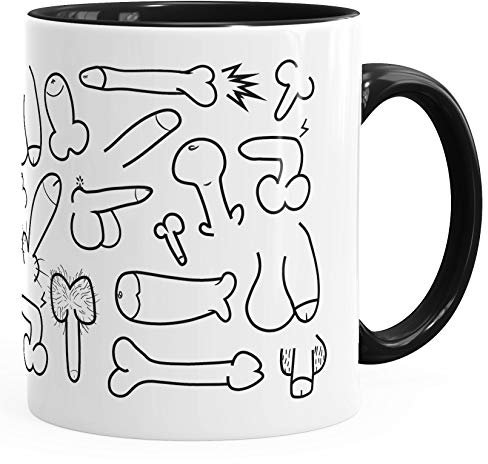 MoonWorks® Kaffee-Tasse Penis-Muster Penisse Fun-Tasse Penis-Tasse Pimmel-Tasse Büro-Tasse schwarz unisize
