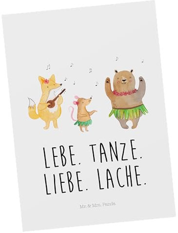 Mr. & Mrs. Panda Postkarte Waldtiere Aloha - Geschenk, Einladungskarte, Igel, Tiermotive, Bär, lustige Sprüche, Gute Laune, Einladung Geburtstag,