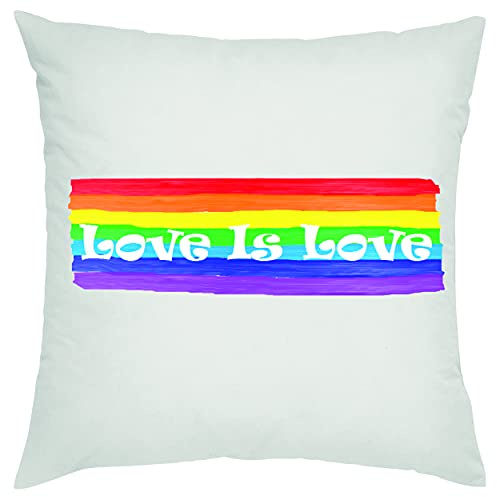 Crealuxe Love is Love ... L G B T Regenbogen Zierkissen, Sofakissen, bedrucktes Kissen, Baumwollkissen