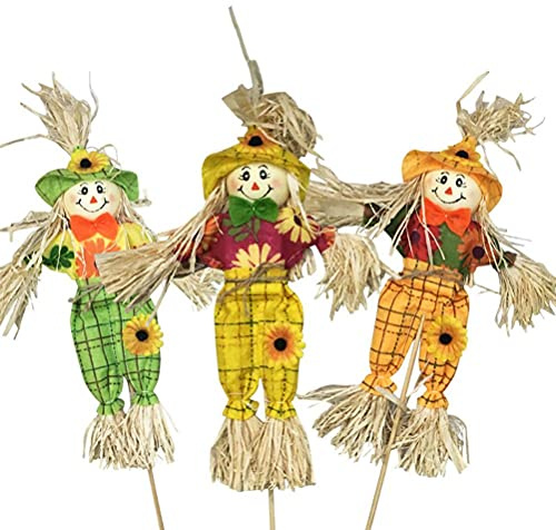 Kagodri Vogelscheuche Ornamente, 3 Stück Mini Vogelscheuche Garten Dekoration Halloween Dekorationen