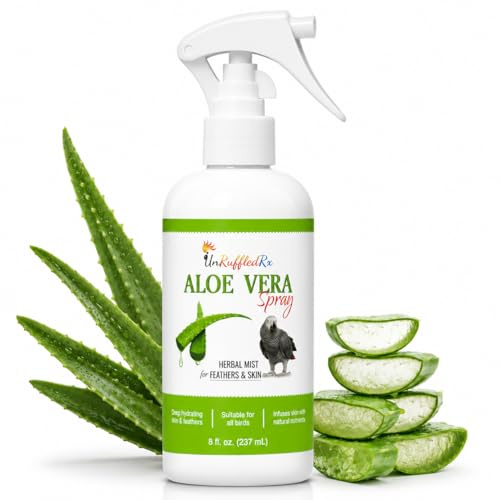 UnRuffledRx Aloe Vera Bird Spray for Parrots | Gentle Daily Support for Itchy Skin, Scratching, Dry Feathers & Feather Comfort | Fragrance Free & Safe if Preened, 8 oz