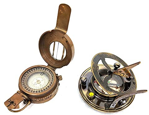 Kupfer Antik-Schwarz Größe 7,6 cm Messing Sonnenuhr Kompass Antik Finish Nautische Maritime Armee Kompass des Militärs Größe 7,6 cm Handgefertigt Materialien: Messing, Stahl