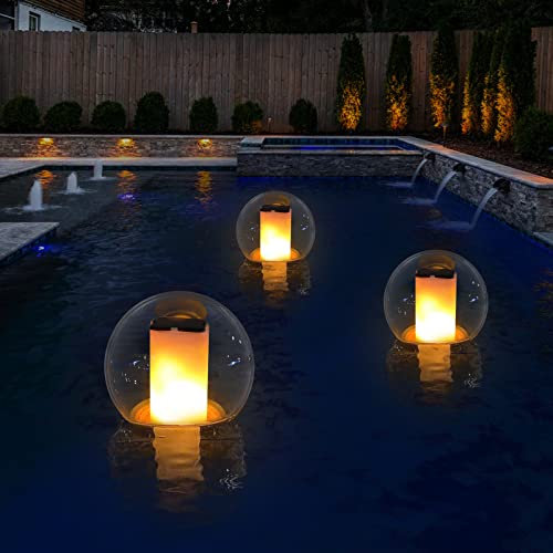 VISOFO Lampes de piscine solaires flottantes étanches pour l'extérieur - Lanterne vacillante - Décoration de paysage - Boules lumineuses pour piscine, spa, chambre à coucher, décoration de nuit (1