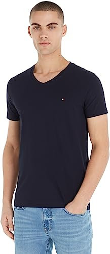 Tommy Hilfiger CORE STRETCH SLIM V-NECK TEE Kurzarm T-Shirts Herren, Blau (Desert Sky), M