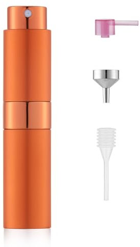 Toureal Vaporizador de perfume recargable vacío de 8 ml, botella de viaje para hombres y mujeres, botella de viaje (naranja)