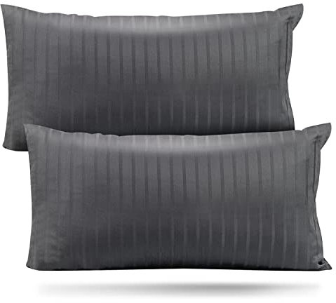 slummer Bettwäsche -Set 2-teilig 40x80 Kissenbezug Damast 100% Baumwolle YKK Reißverschluss - Oeko-TEX Zertifiziert - Hotelbettwäsche