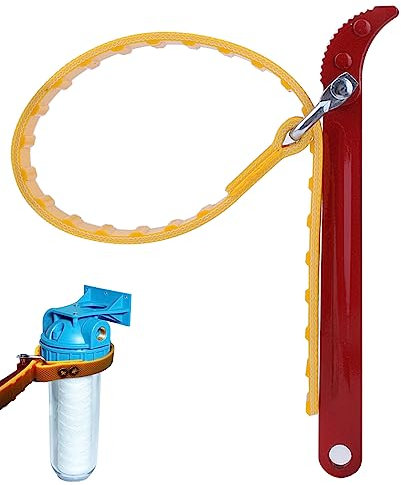 Sylanda Clé pour filtre à huile, clé à bande de 8 pouces de diamètre 50-150 mm de diamètre Clé de serrage avec sangle en caoutchouc Clé de serrage pour l'installation de générateurs de moteur (Rouge)