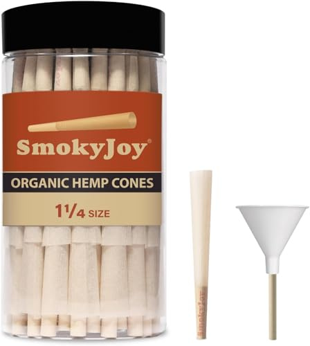 SmokyJoy 50 Stück 1 1/4 Größe Kegel – vorgerolltes Preroll-Papier mit Filterspitzen und Packröhren im Lieferumfang enthalten