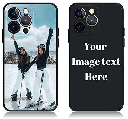 AnNengJing Custom Soft Liquid Silicone Cases Full-Body Protective Personalized Photo Name Text Logo Phone Cover for iPhone 13 Pro Black