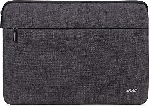 Acer Protective Laptop Sleeve | Up to 14 Notebook | Easy Access Outside Zipper Pocket for Adapters, Mouse or Dongle | Gray