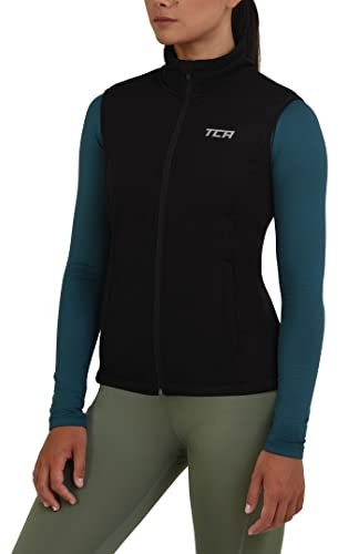 TCA Damen Flyweight winddichte Lauf- und Fahrradweste mit Reißverschlusstaschen - Schwarz, M