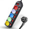 FISHTEC Multiprises Electriques 5 Prises Couleur - Bloc Multiprise Couleur - Interrupteur Général + pour Chaque Sortie + Stickers (Noir)