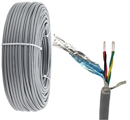 NEPIAN 5 Metri Schermato Cavo Ritorto Grigio 26AWG 2/4/6/8 Core RS485 Cavo di Controllo del Segnale Filo di Rame Stagnato Cavo Audio Fai da Te Leisurely (Size : 4 Cores 5Meters, Color : 26 AWG Gray