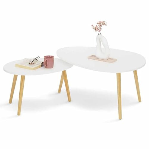 IDMarket - Lot de 2 Tables Basses gigognes Gaia laquées Blanc scandinave