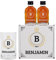 Herz & Heim® Schnapps-Geschenk Set für Männer mit Monogramm und Wunschname/mit 2 Fläschchen Kräuterlikör, Schnappsglas und Geschenkbox
