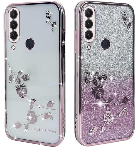 ATISIJIE Cover per Huawei P30 Lite, Custodia AntiGraffio Morbido Silicone Finitura lucida con diamanti Adatto a ragazze e donne-rosa