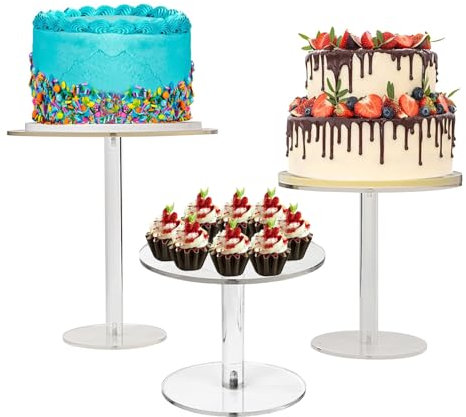 Treesunshine Supporto per cupcake da 3 confezioni, Espositore Alzata in Acrilico, Alzatine per Dolci, Piatto per Torta in Acrilico con Base, per Pops Figure, Gioielli, Caramelle, Cupcake, Desser