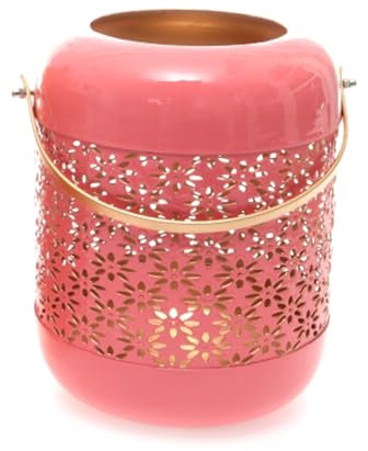 Windlicht Sommer Laterne Orient Pink aus Metall - Kerzenleuchte Kerzenhalter, Teelichthalter Oriental, Garten Deko